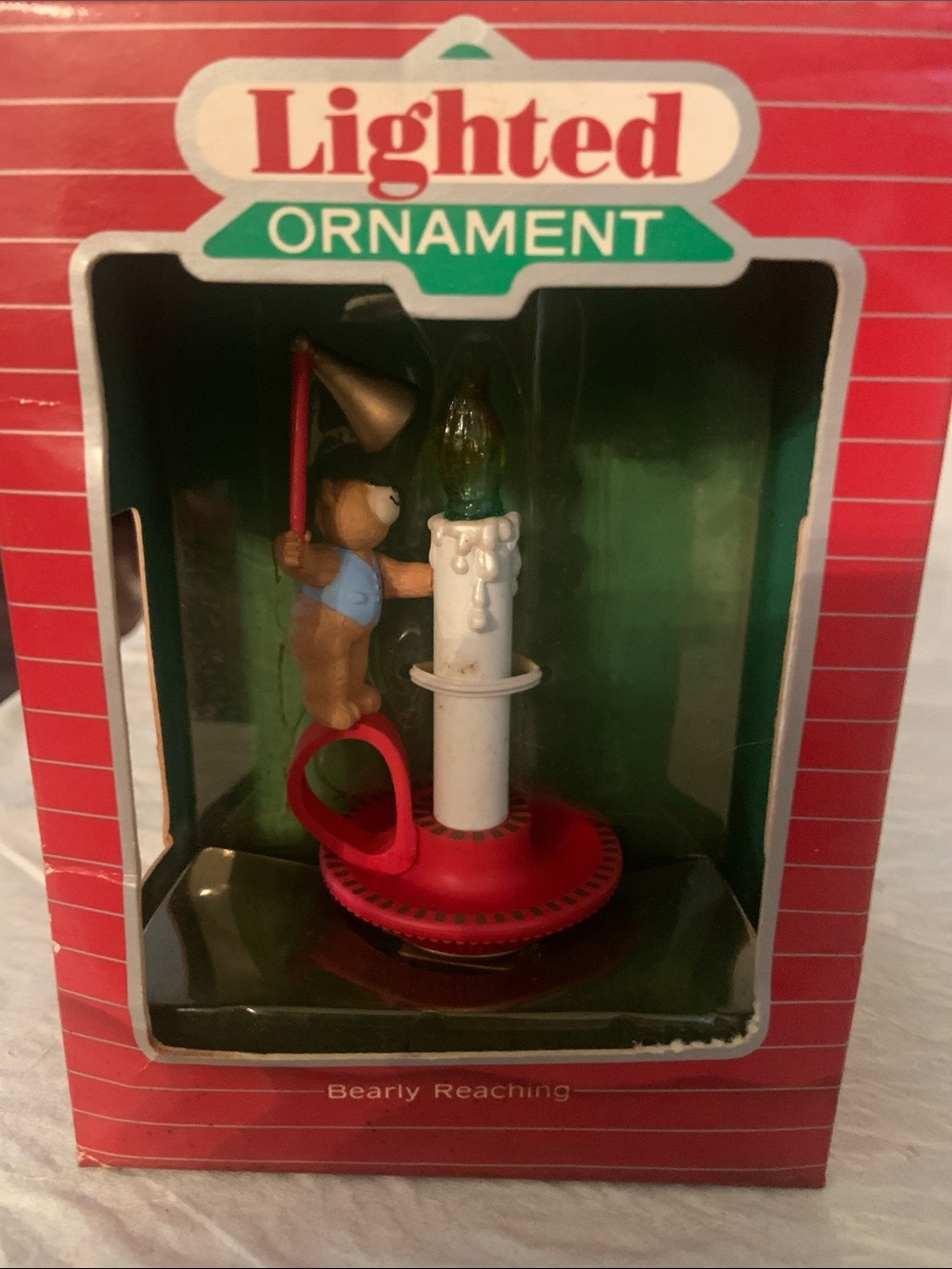 Hallmark Red and White Bear Candle Ornament